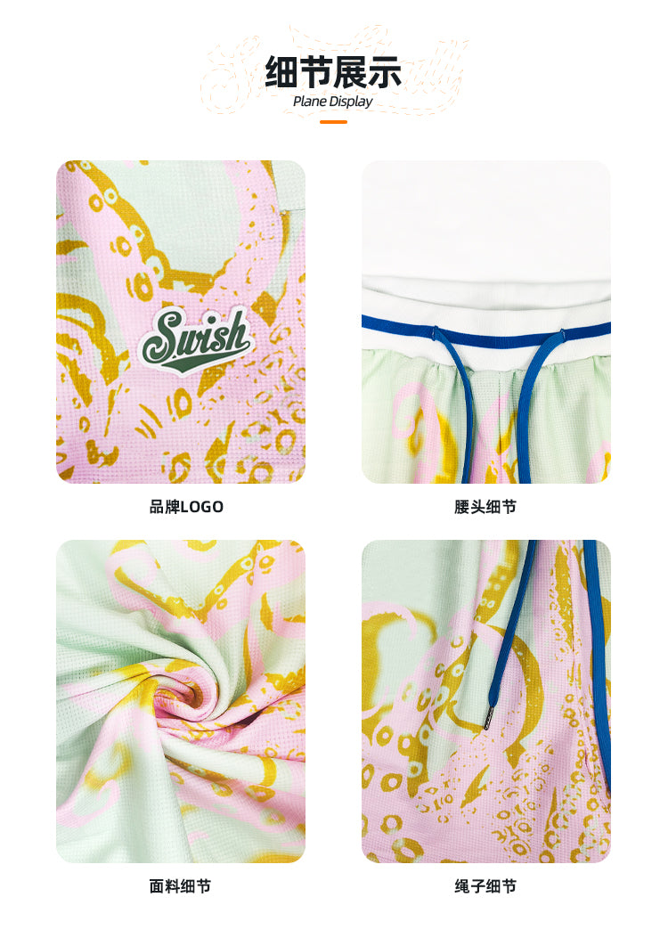 SWISH STBI Mesh Shorts – Tentacle Print × Breathable Double-Layer × Streetstyle Fit