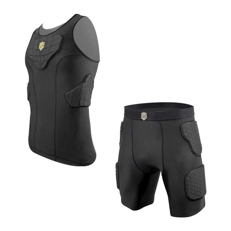 STBI-Full Protective Sports Set – Padded Compression Shirt & 3/4 Shorts