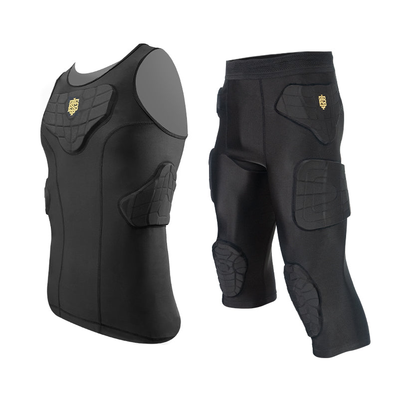 STBI-Full Protective Sports Set – Padded Compression Shirt & 3/4 Shorts