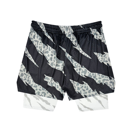 SWISH - STBI 2-in-1 Leopard Sports Shorts – Quick-Dry × Matching Compression × Basketball Fit