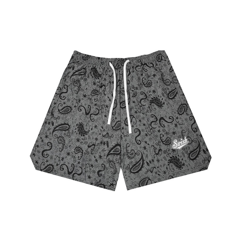 SWISH Paisley Casual Shorts – Light Blue × Vintage Print × Everyday Street Fit