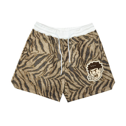 STBI Casual Leopard Print Gold ThreadShorts – Chill Fit × Qiqi Patch × Everyday Streetwear
