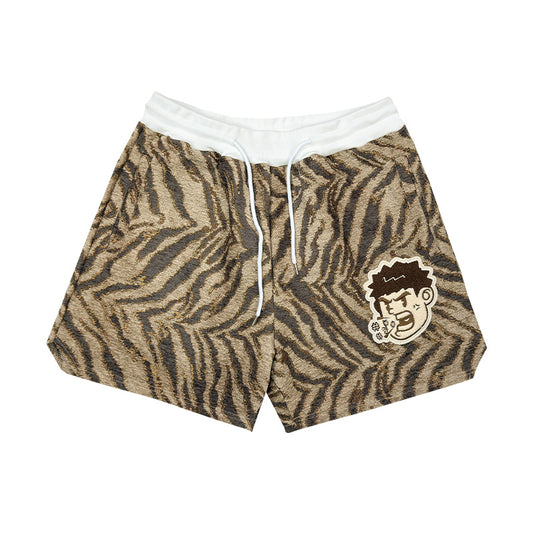 STBI Casual Leopard Print Gold ThreadShorts – Chill Fit × Qiqi Patch × Everyday Streetwear
