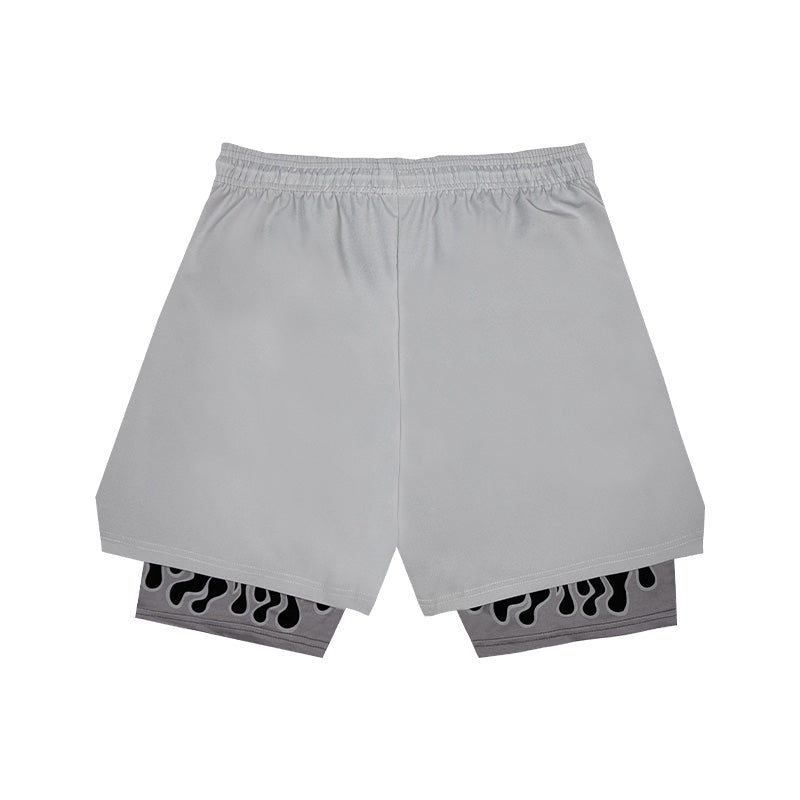 STBI 2-in-1 Flame Shorts – Blue Outer × Inner Fire Compression × Sports Street Style