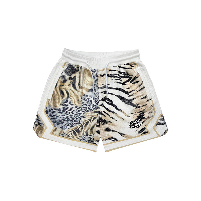 SWISH - STBI Waffle Shorts – Animal Patchwork × Quick Dry × Street Fit