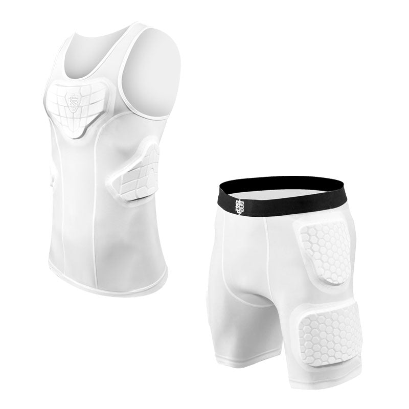 STBI-Full Protective Sports Set – Padded Compression Shirt & 3/4 Shorts