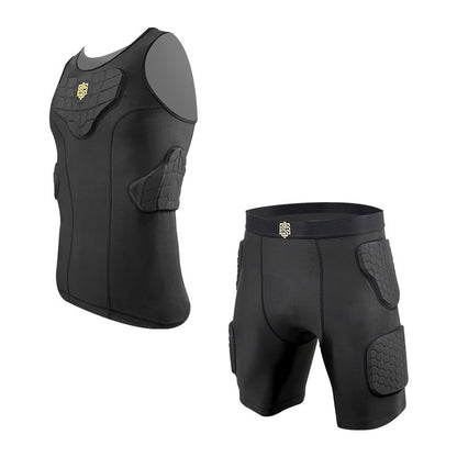 STBI-Full Protective Sports Set – Padded Compression Shirt & 3/4 Shorts