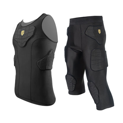 STBI-Full Protective Sports Set – Padded Compression Shirt & 3/4 Shorts